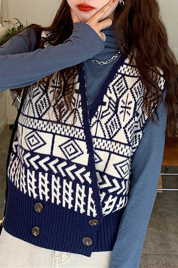 Vネックレトロニットセーター DPB71067