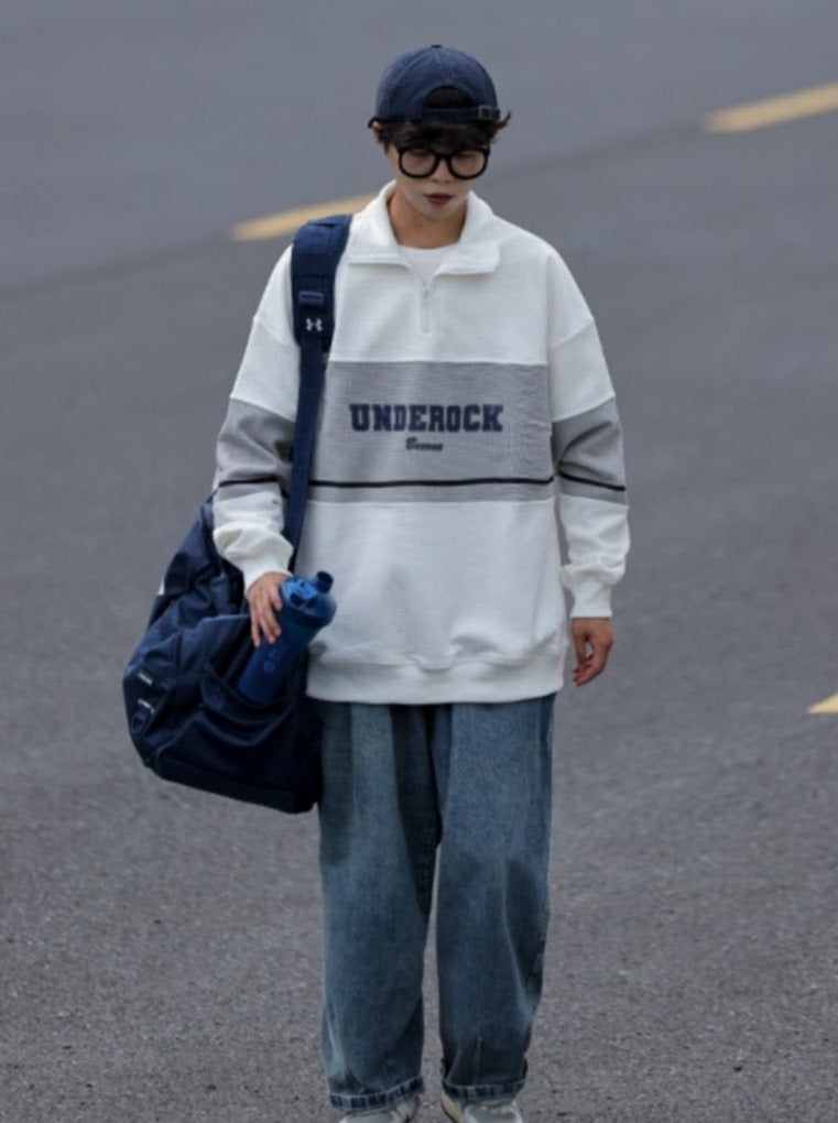 ハーフジップワッフルプルオーバー SBA06008