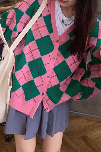 アーガイルVネックルーズカーディガン DPB71021