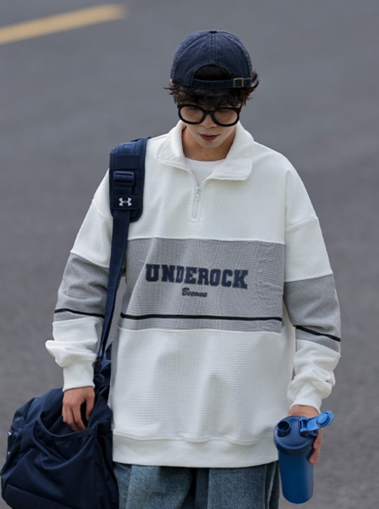 ハーフジップワッフルプルオーバー SBA06008