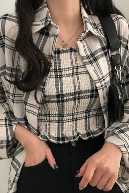 チェックキャミソールシャツセット DPB71129