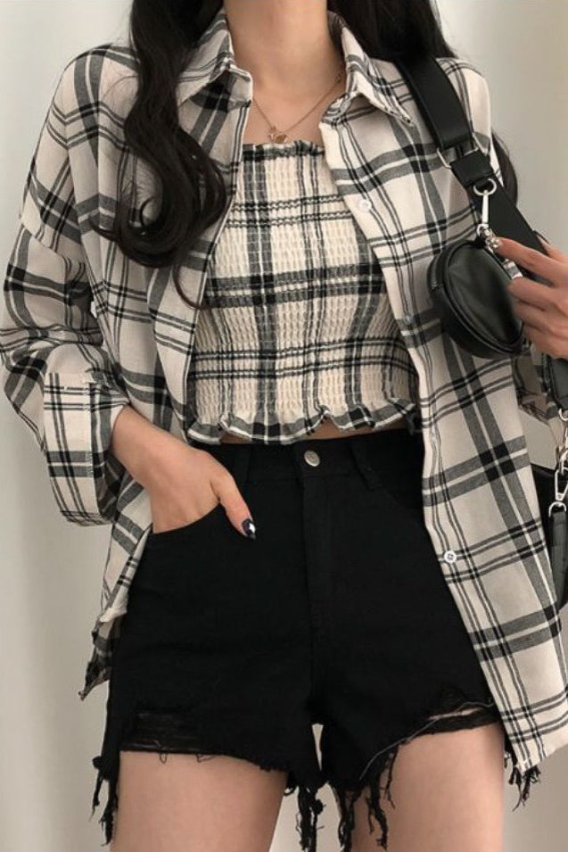 チェックキャミソールシャツセット DPB71129