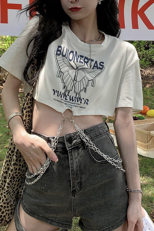 ダブルチェーンクロップドルーズTシャツ DPB71167