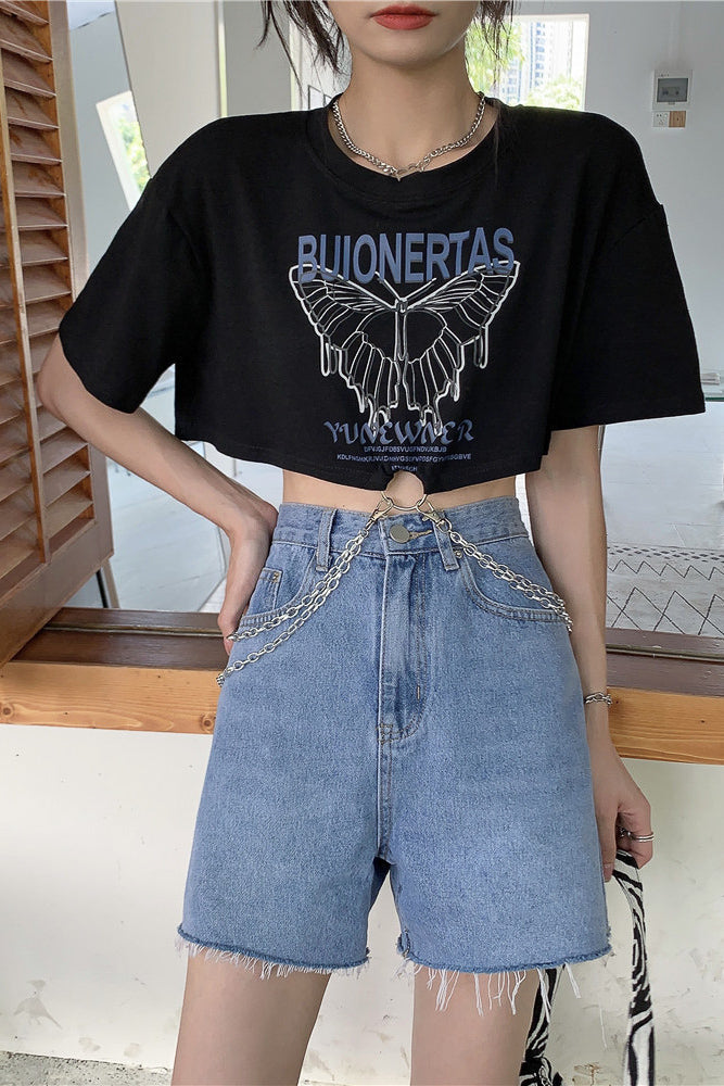 ダブルチェーンクロップドルーズTシャツ DPB71167