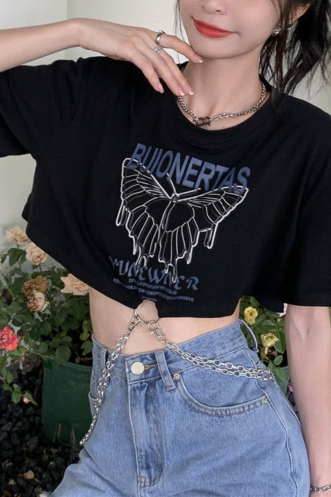 ダブルチェーンクロップドルーズTシャツ DPB71167