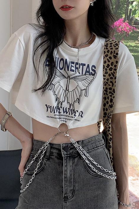 ダブルチェーンクロップドルーズTシャツ DPB71167