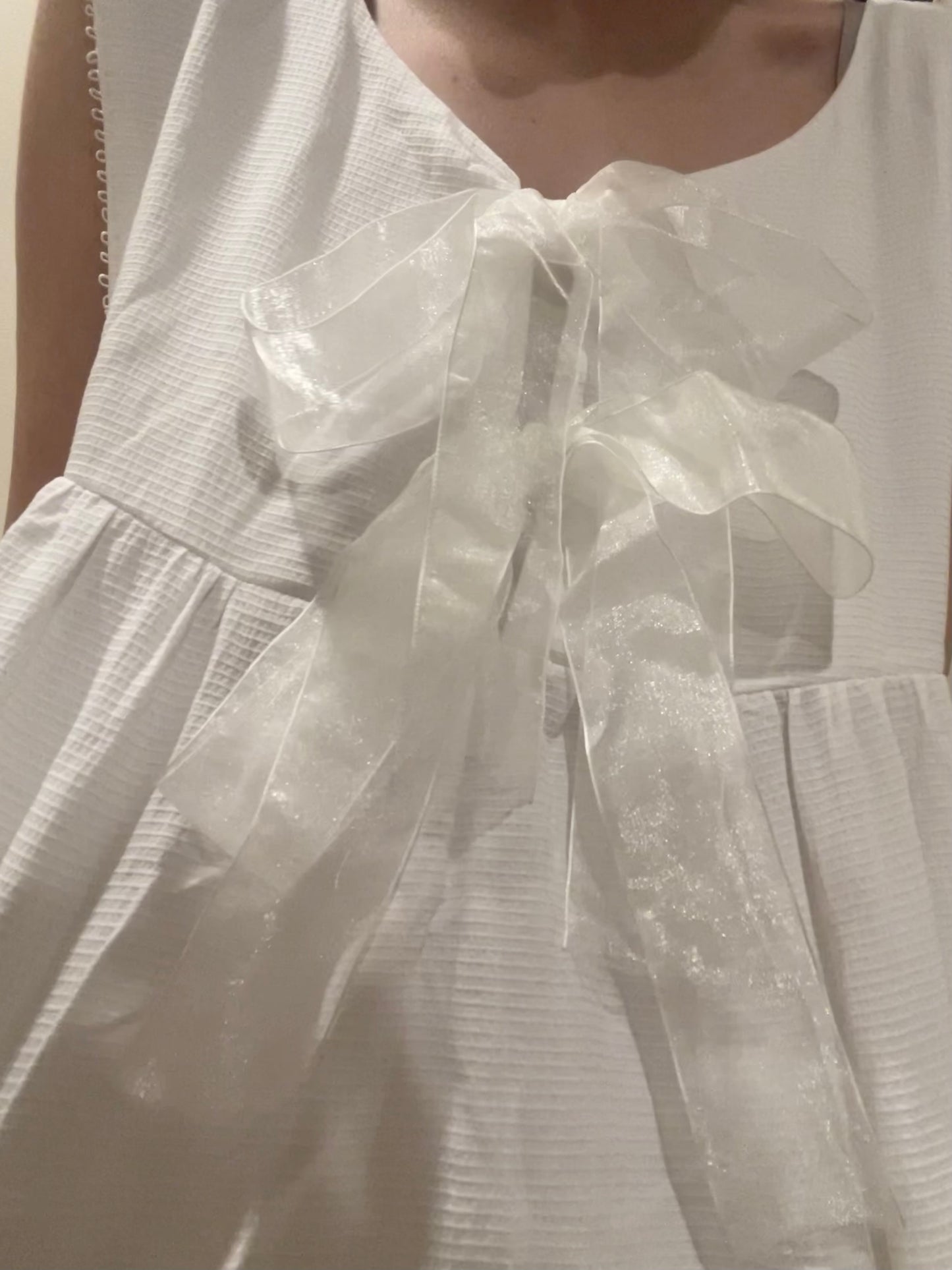 ダブルリボンホワイトミニワンピース CPA03126