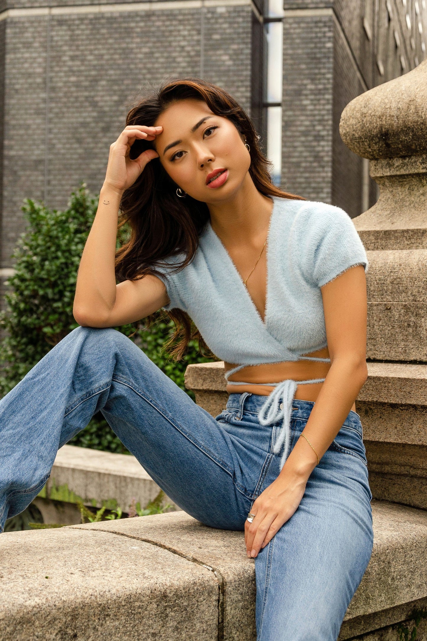 ストラップショートニットトップス DPA94010