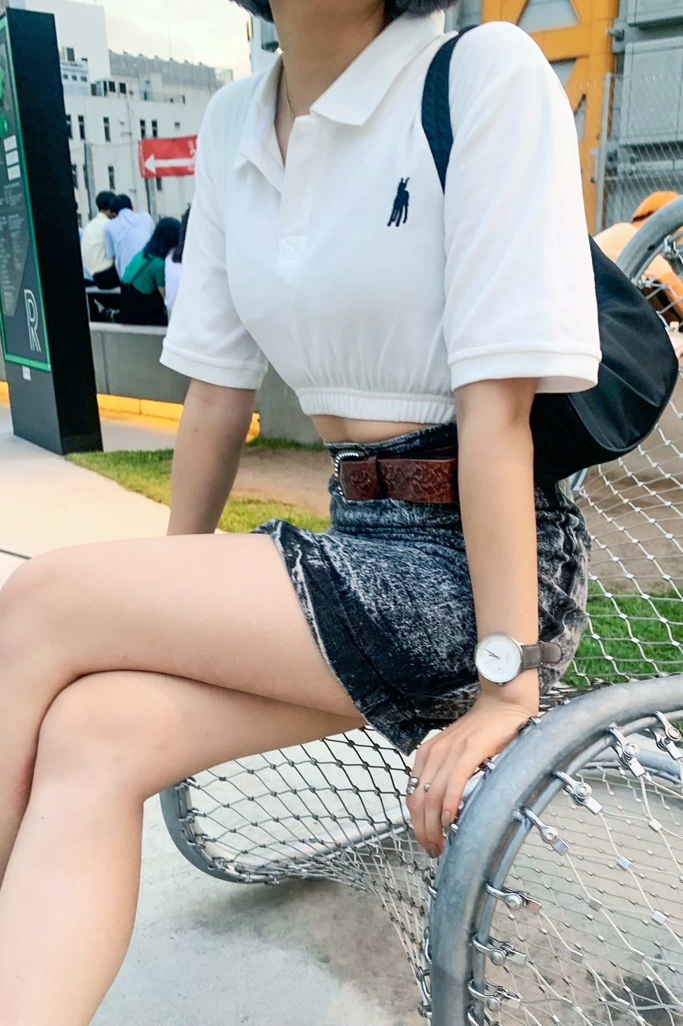 クロップドホワイトポロシャツ DPA02005