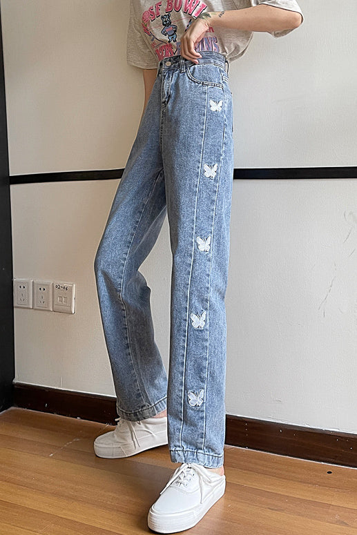 サイドデザインバタフライデニムパンツ DAA02374