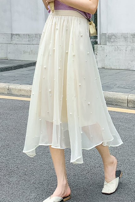 イレギュラーヘムパールフレアスカート DPB71247