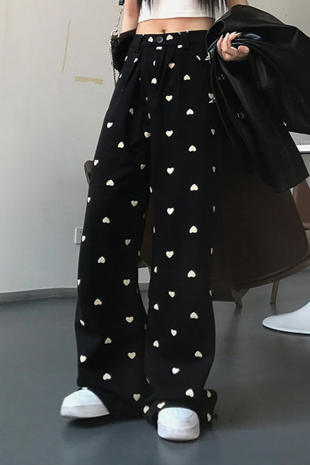 ハートブラックストレートパンツ DPB71070