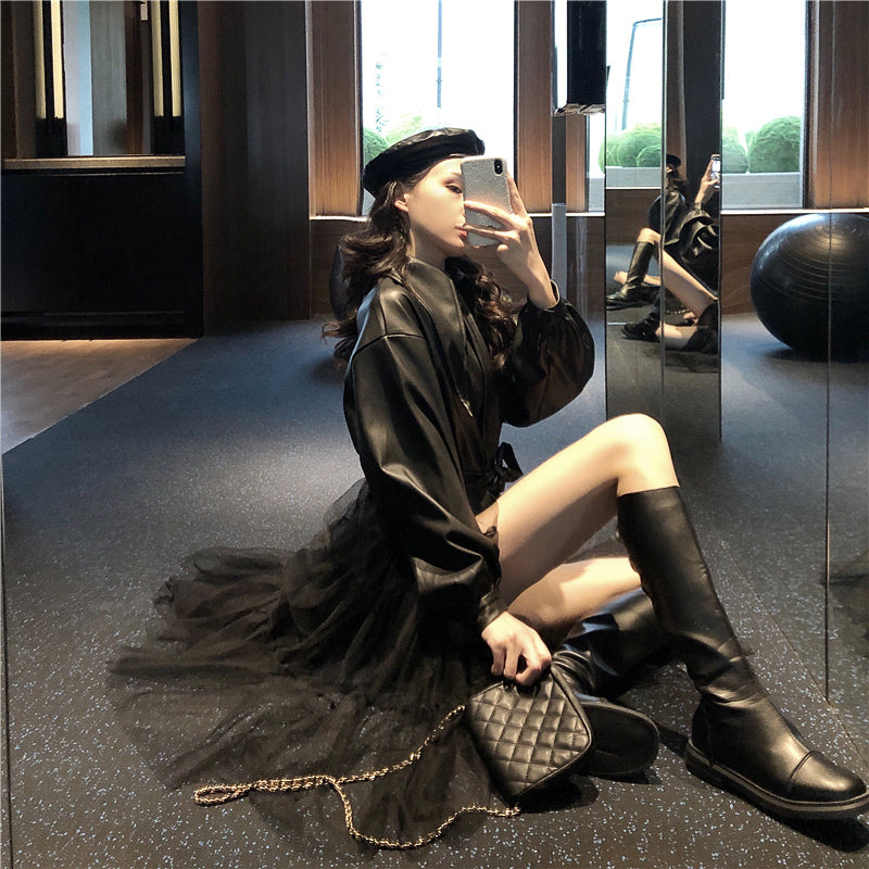 レザーシャツロングワンピース DPB71116