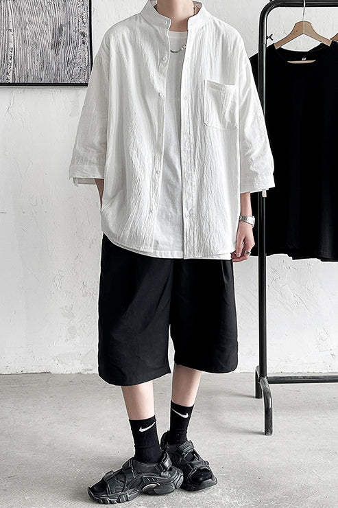 バンドカラーリネンシャツ SPA09205