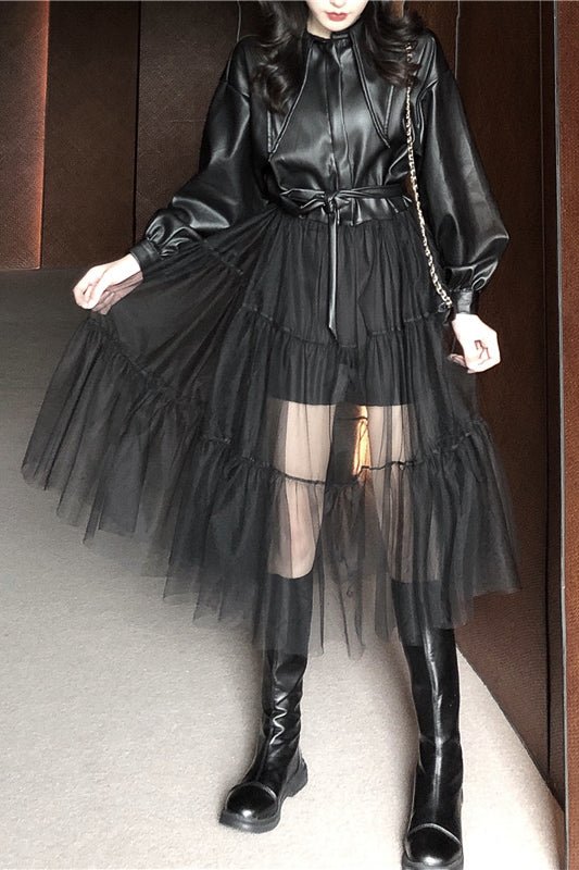 レザーシャツロングワンピース DPB71116