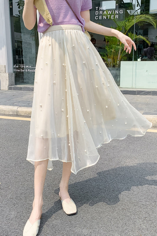 イレギュラーヘムパールフレアスカート DPB71247