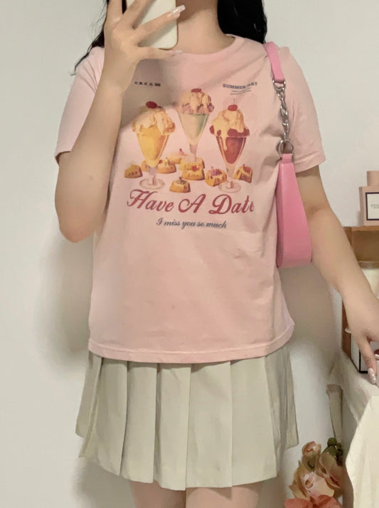 レトロガーリープリントTシャツ CPA36013