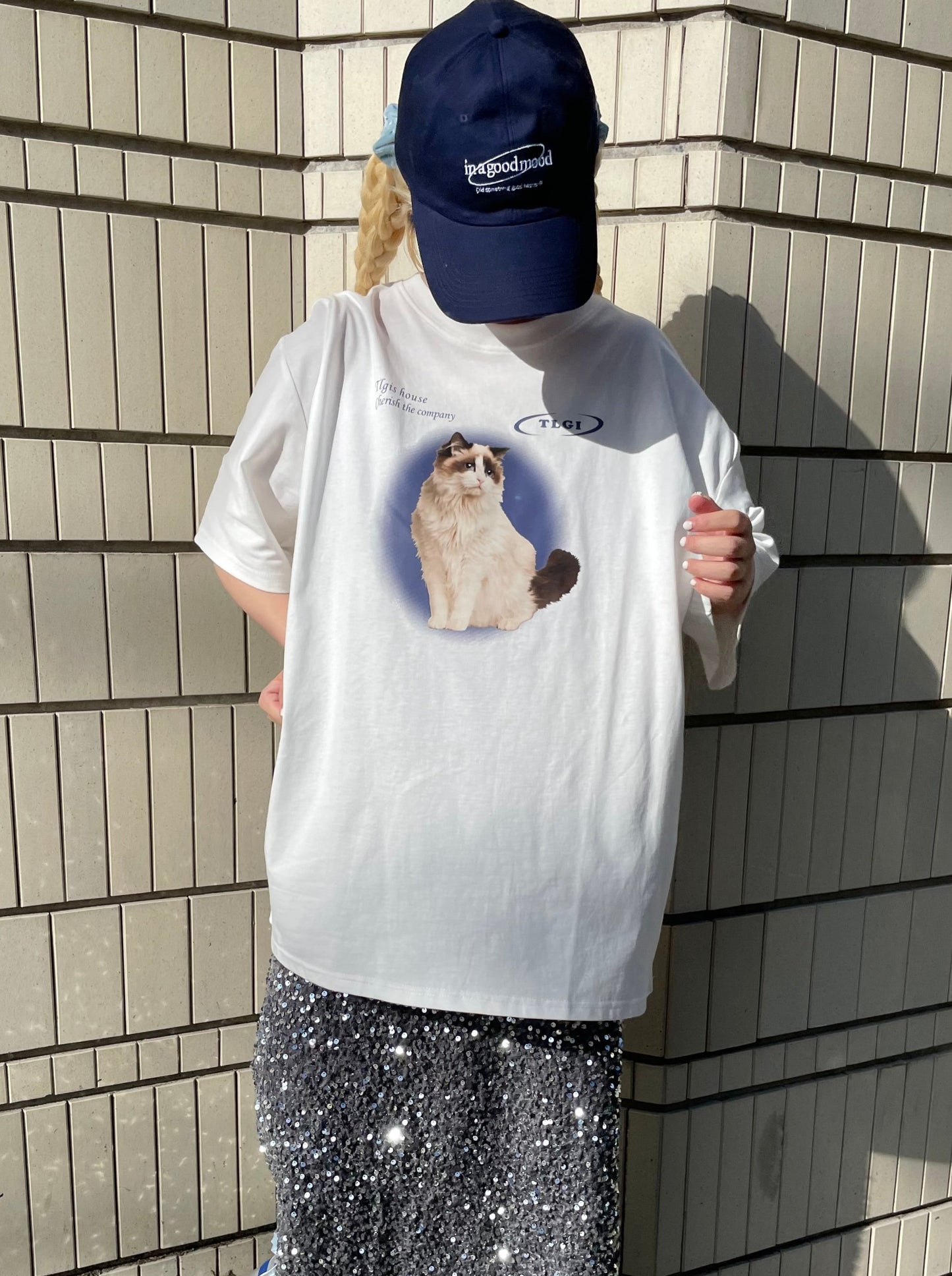 キャットプリントTシャツ DPB58019