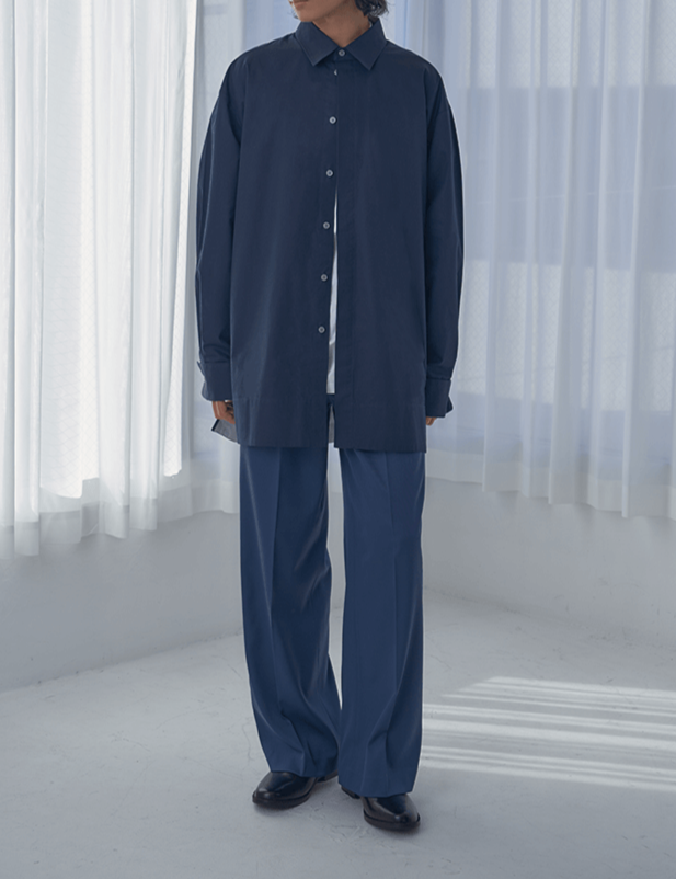 コットンツイルロングシャツ