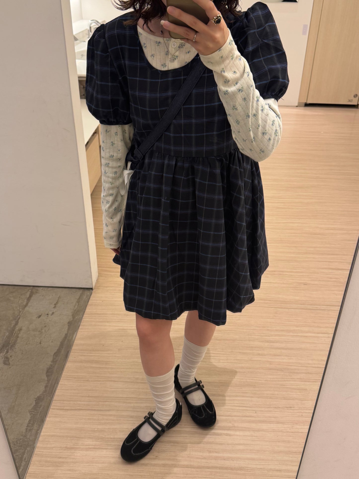 バルーンチェックミニワンピース DPC03052