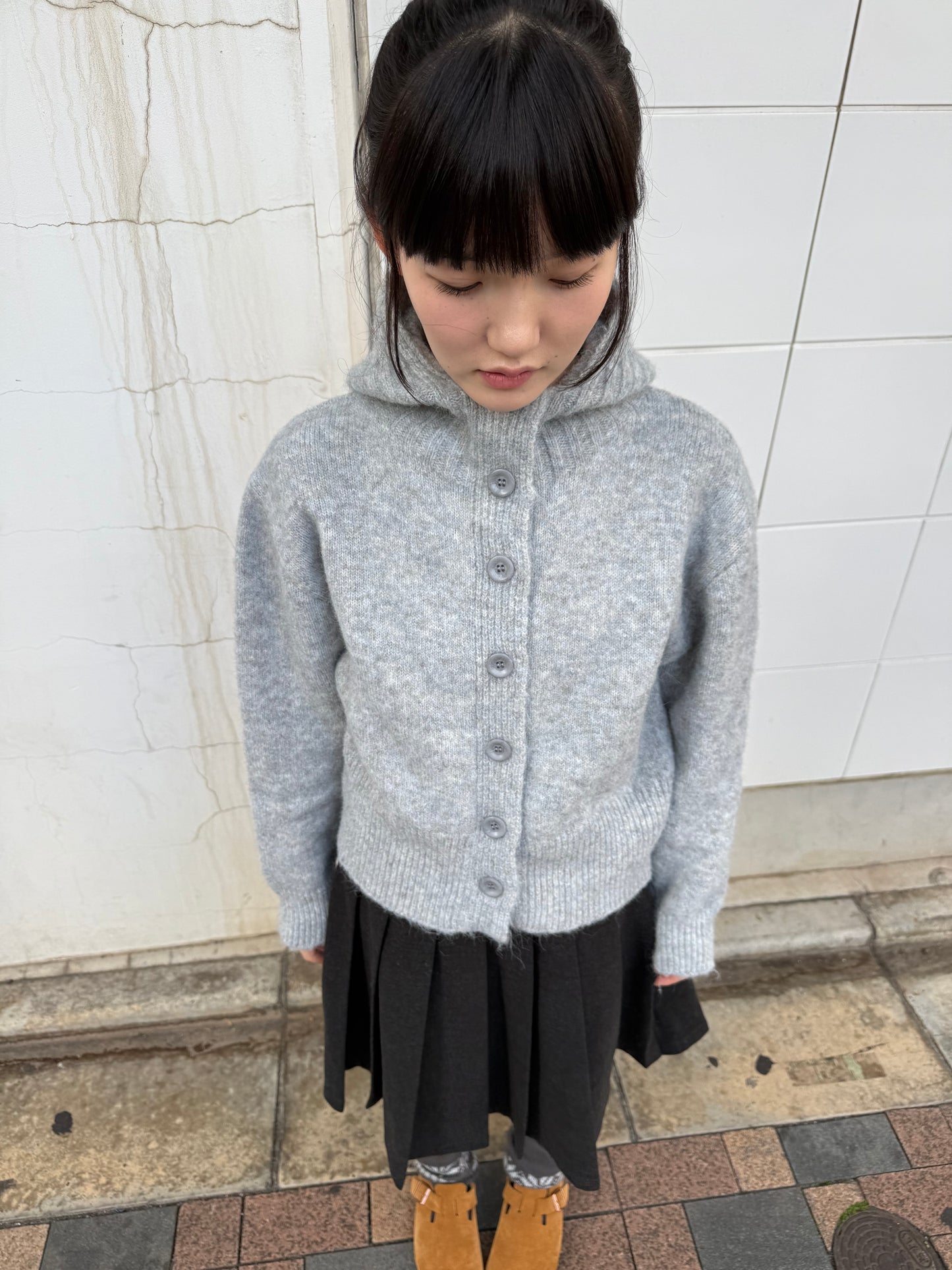 ライトグレーニットカーディガン DPA43737