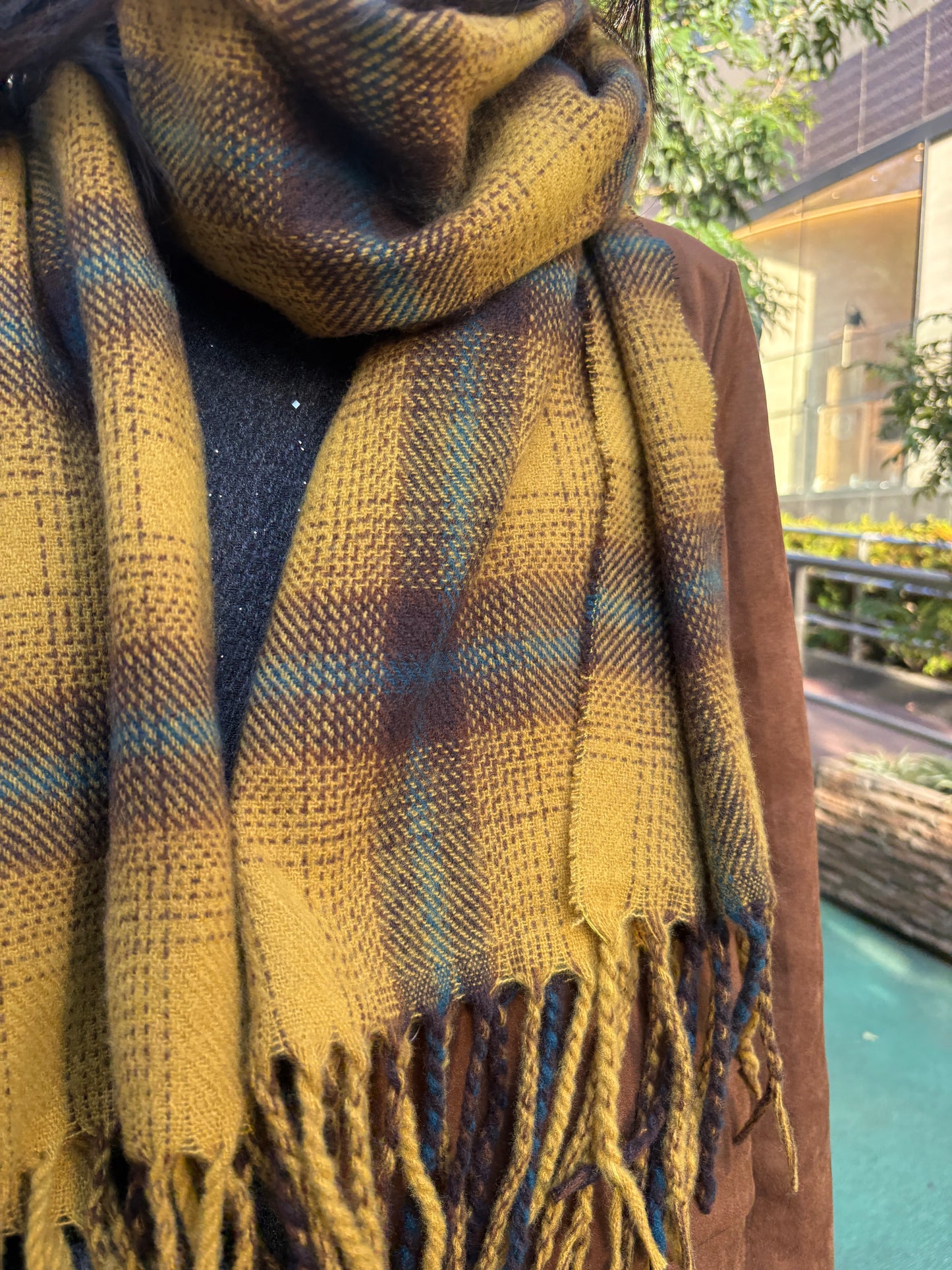 イエローチェックマフラー DPA43729