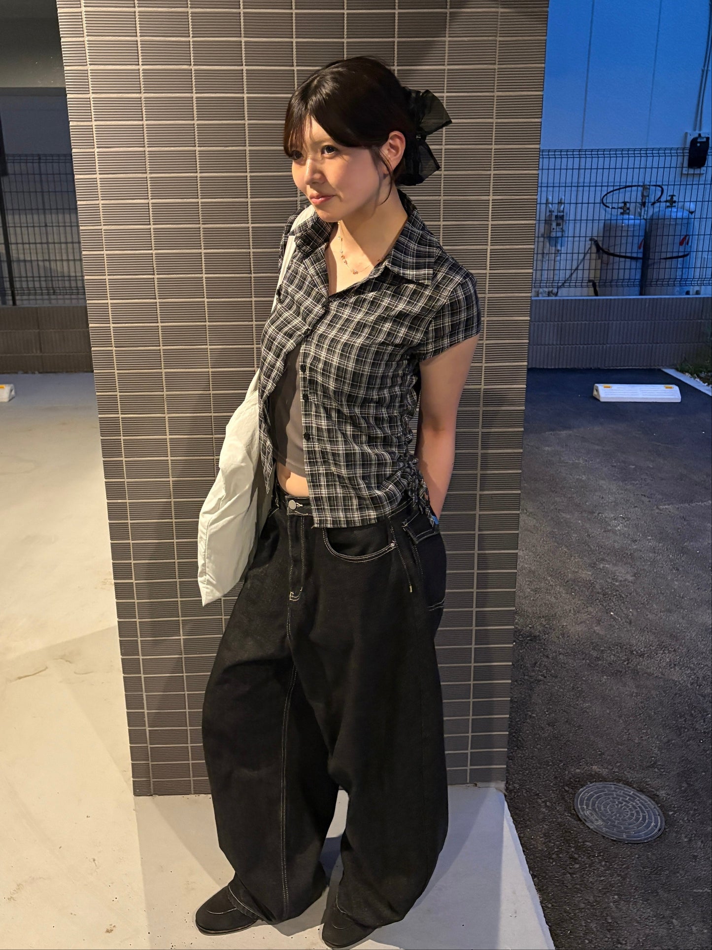 ドローストリングショートチェックシャツ DPC08050