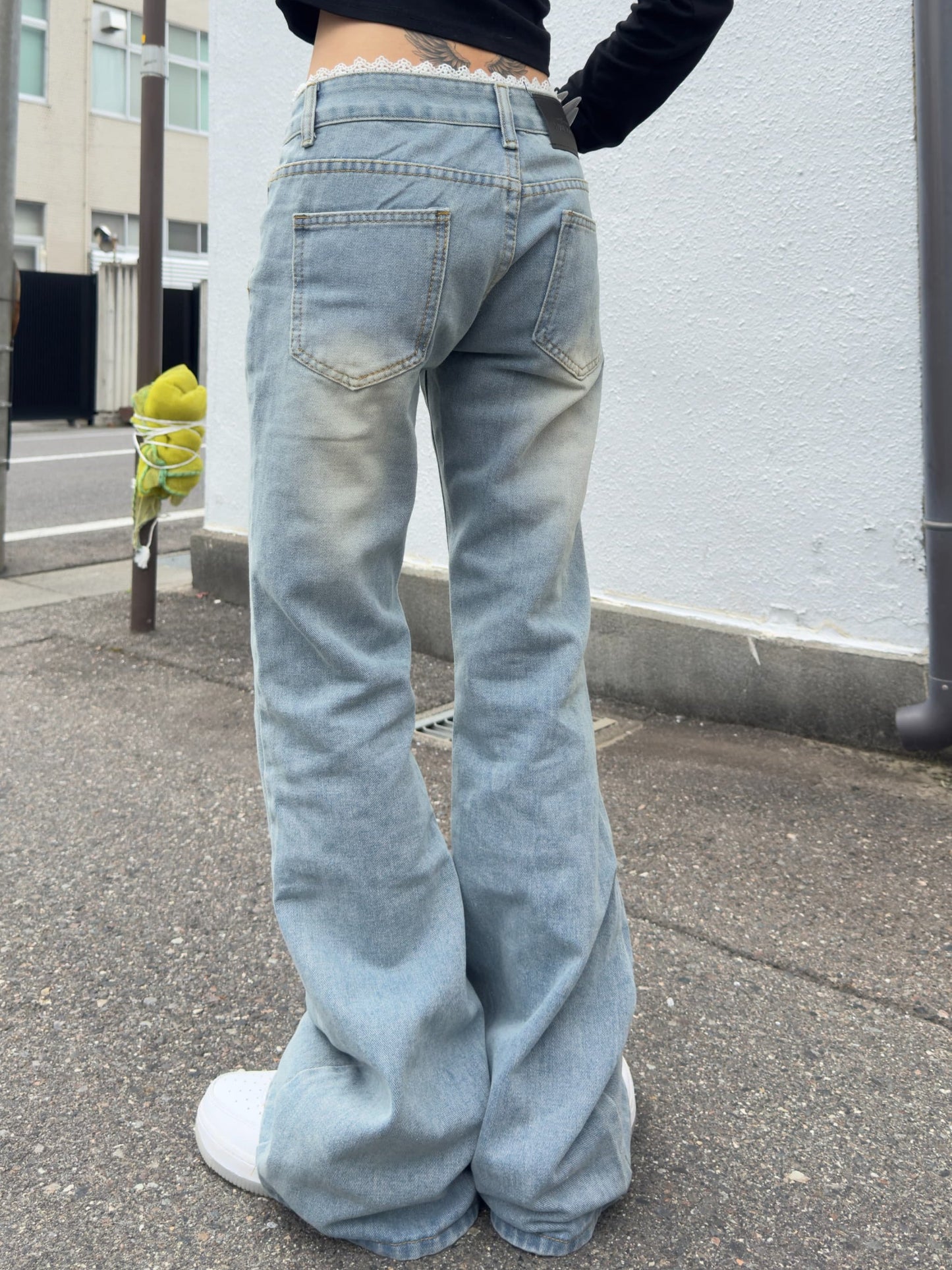 レースデザインローライズデニムパンツ DPB42374