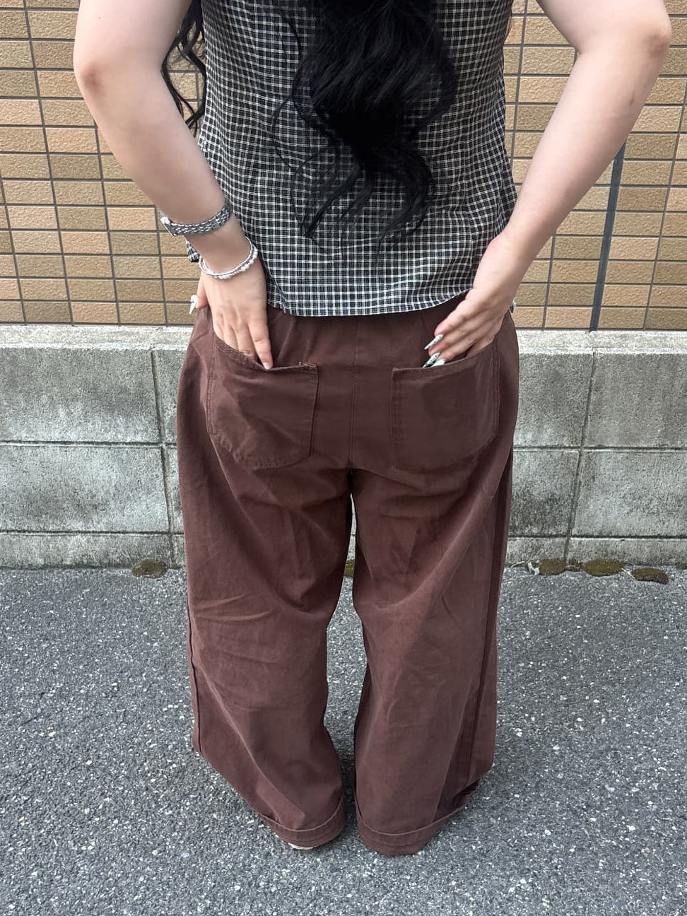 ブラウンバルーンデニムパンツ DPB97137