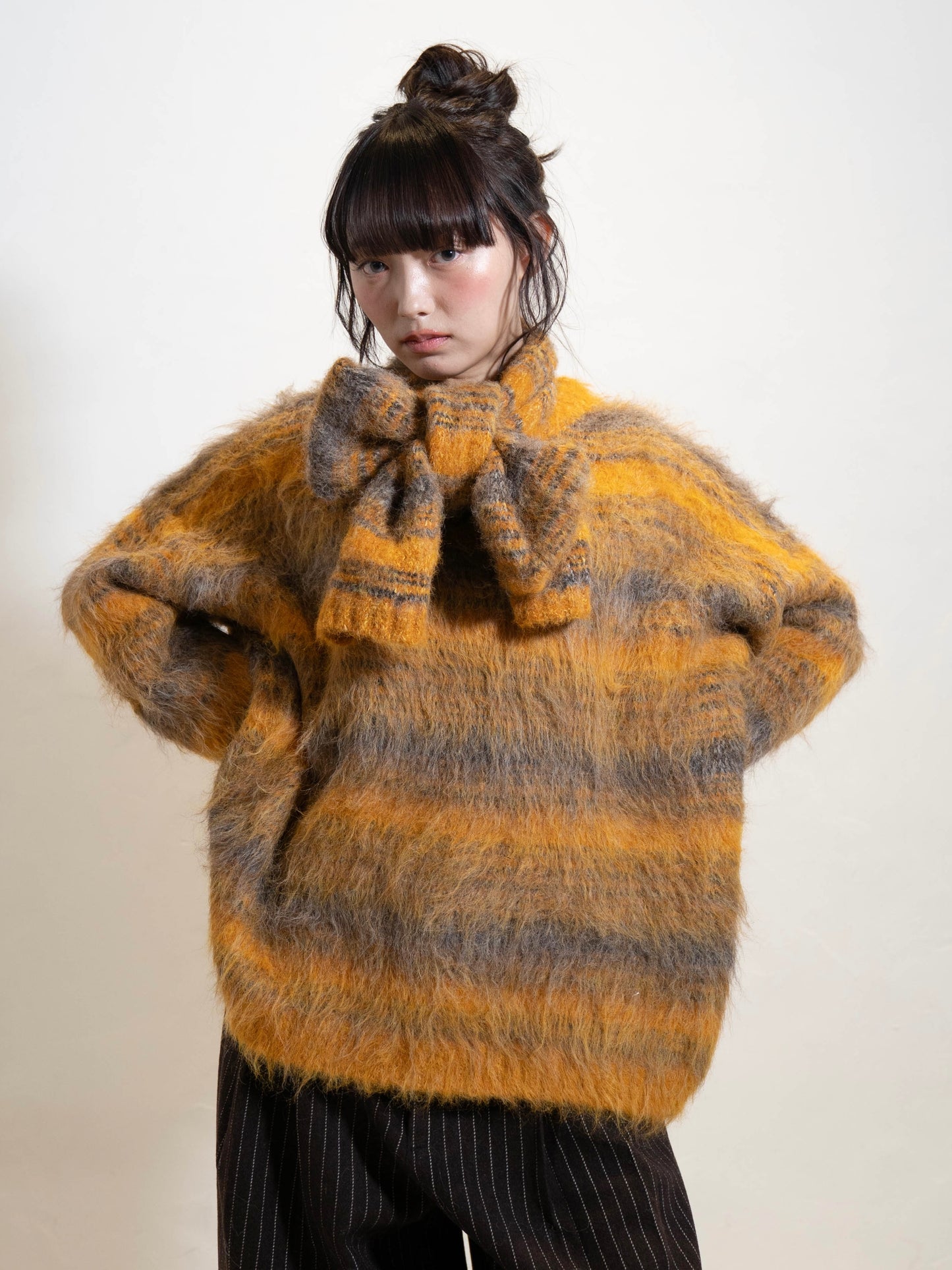 リボンマフラーボーダーニット DPC02005