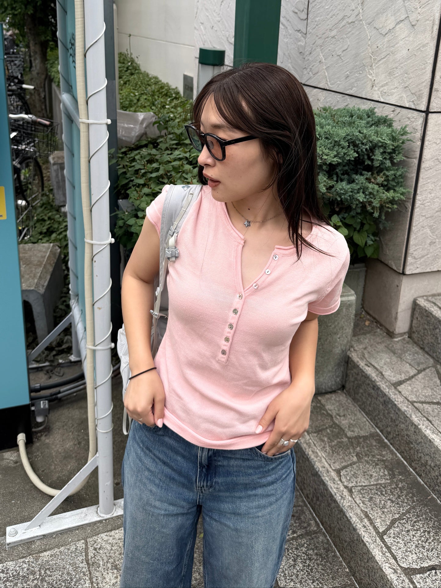 リブヘンリーネックTシャツ DPB78295