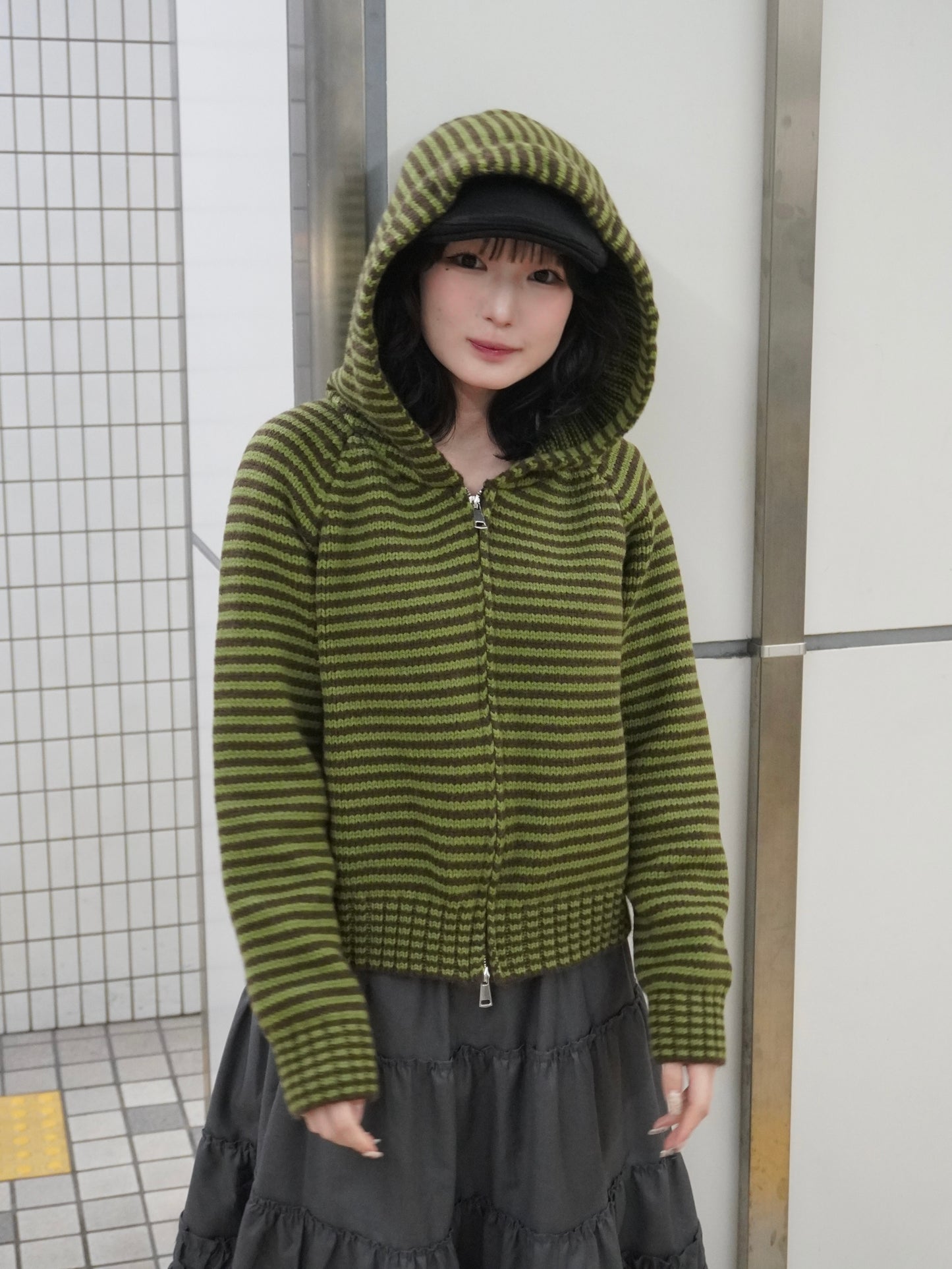 【即納】ボーダーニットダブルジップパーカー DPB85367S