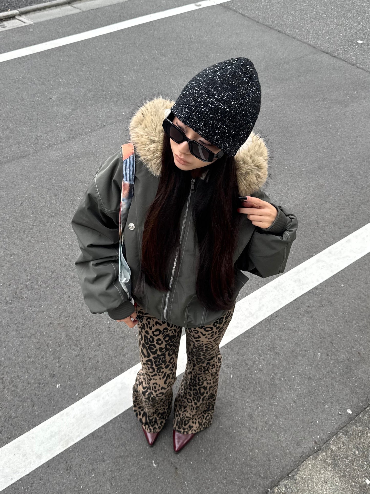 バックロゴフレアレオパードパンツ DPB86160