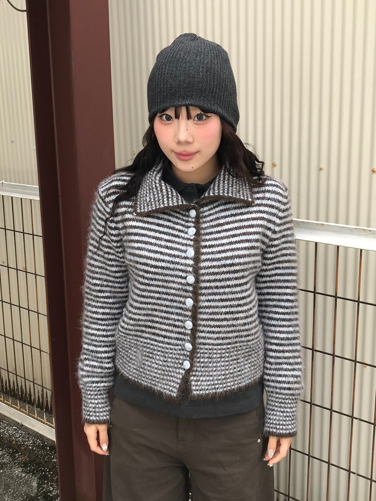 ニットボーダーポロトップス DPB89188