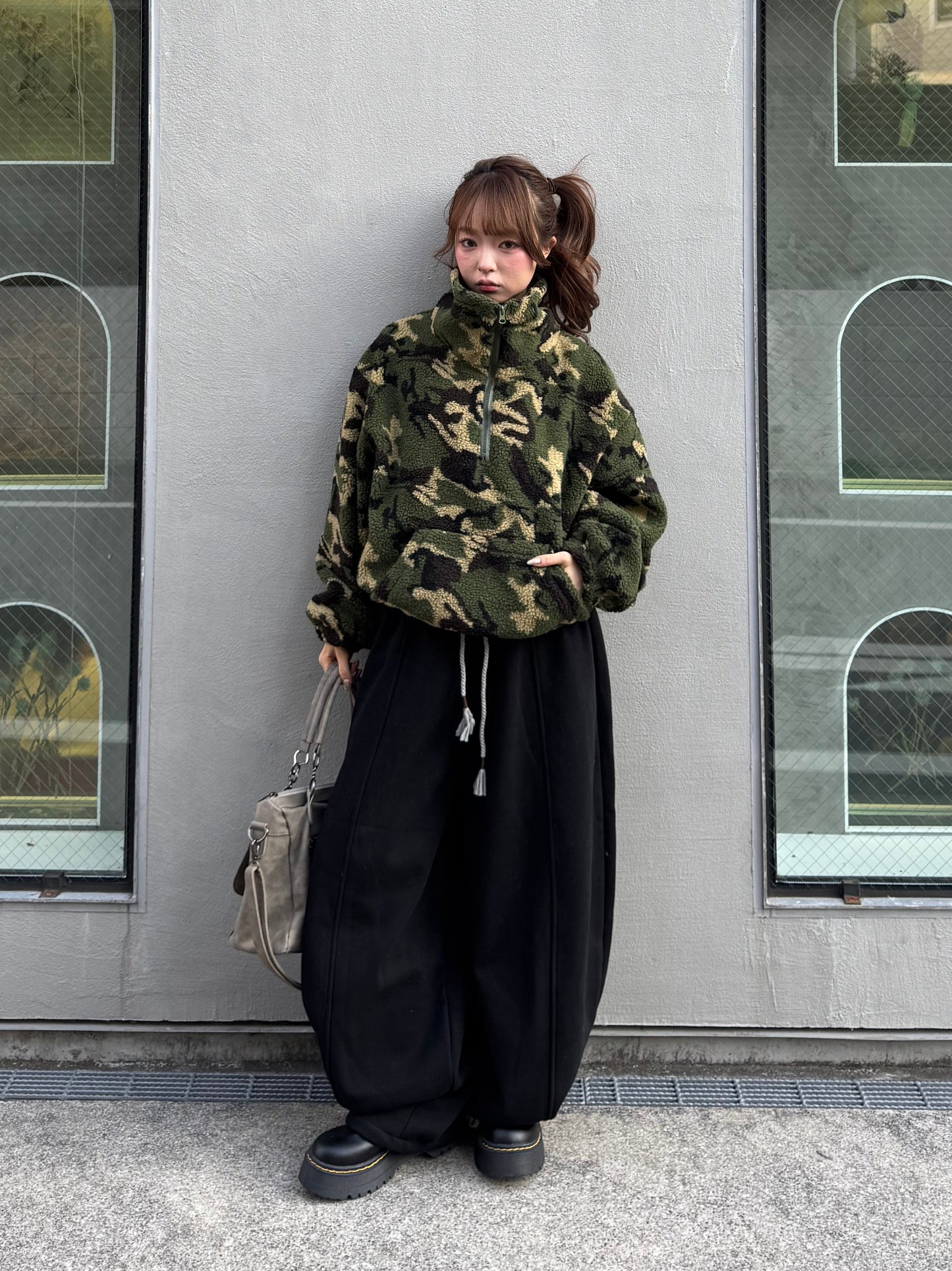 カモフラボアハーフジッププルオーバー DPB86180