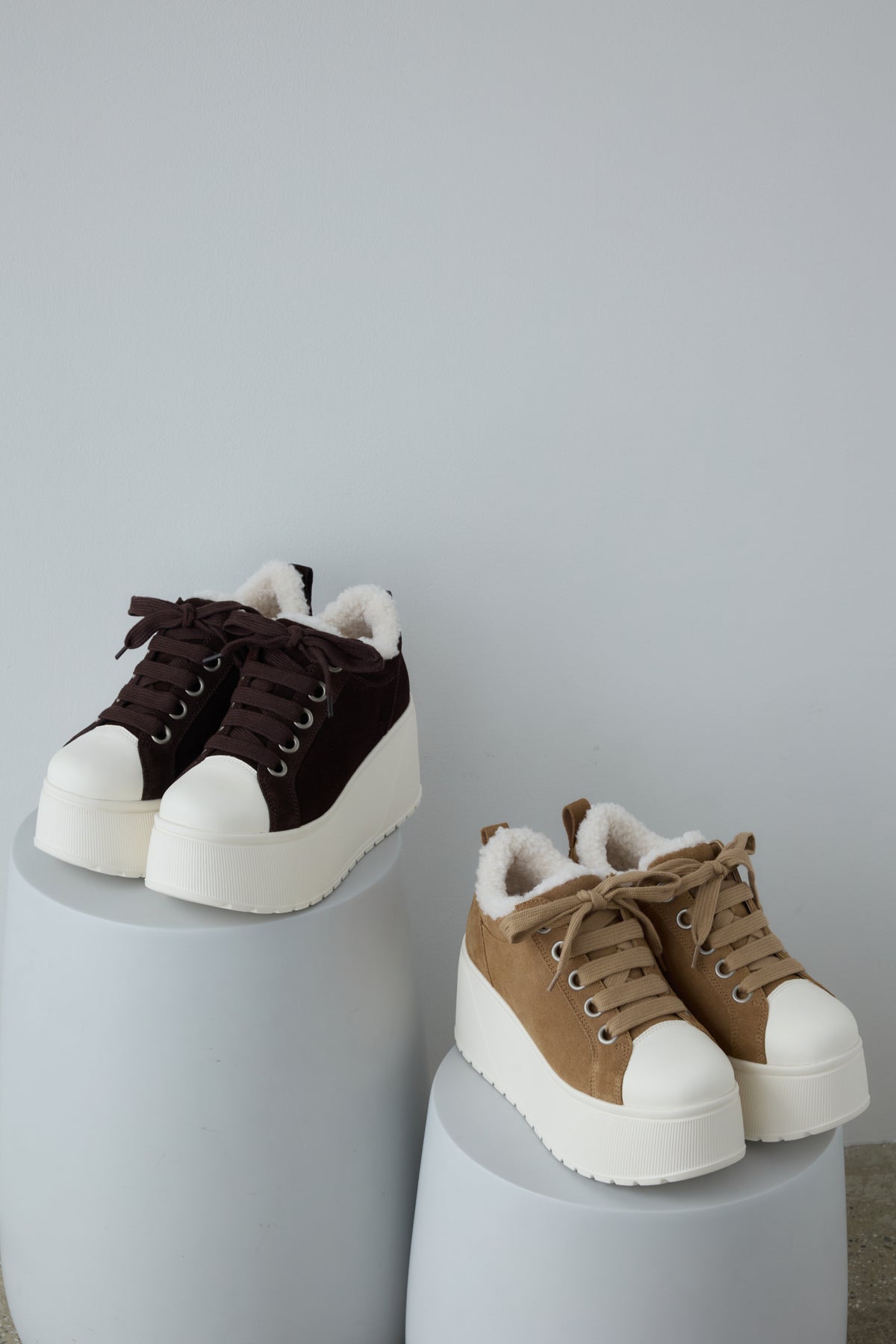 platform suede sneaker BEIGE