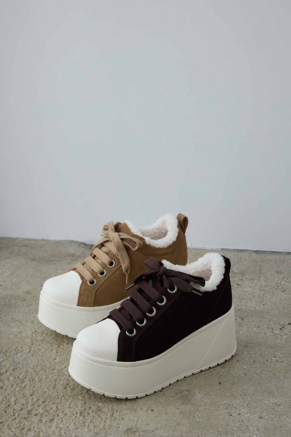 platform suede sneaker BEIGE