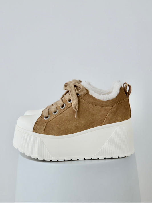 platform suede sneaker BEIGE