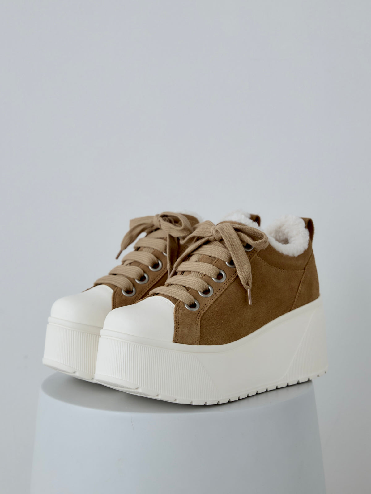 platform suede sneaker BEIGE