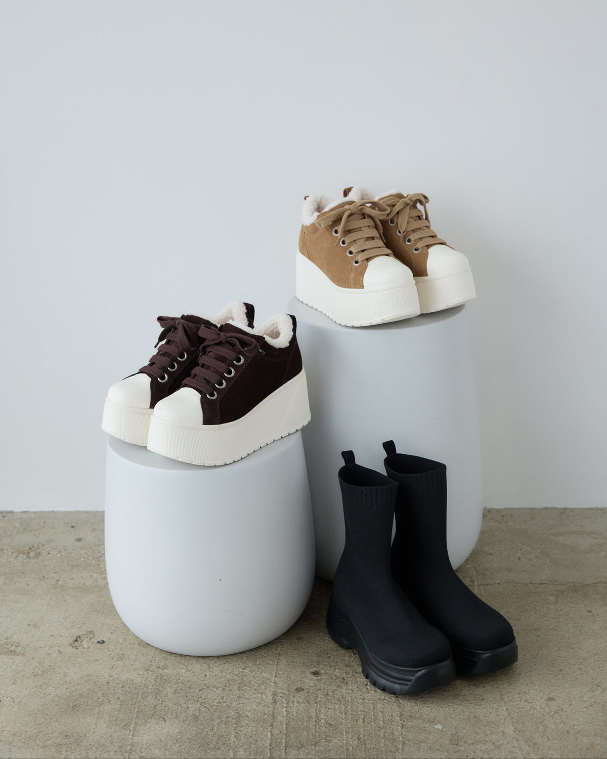 platform suede sneaker BEIGE