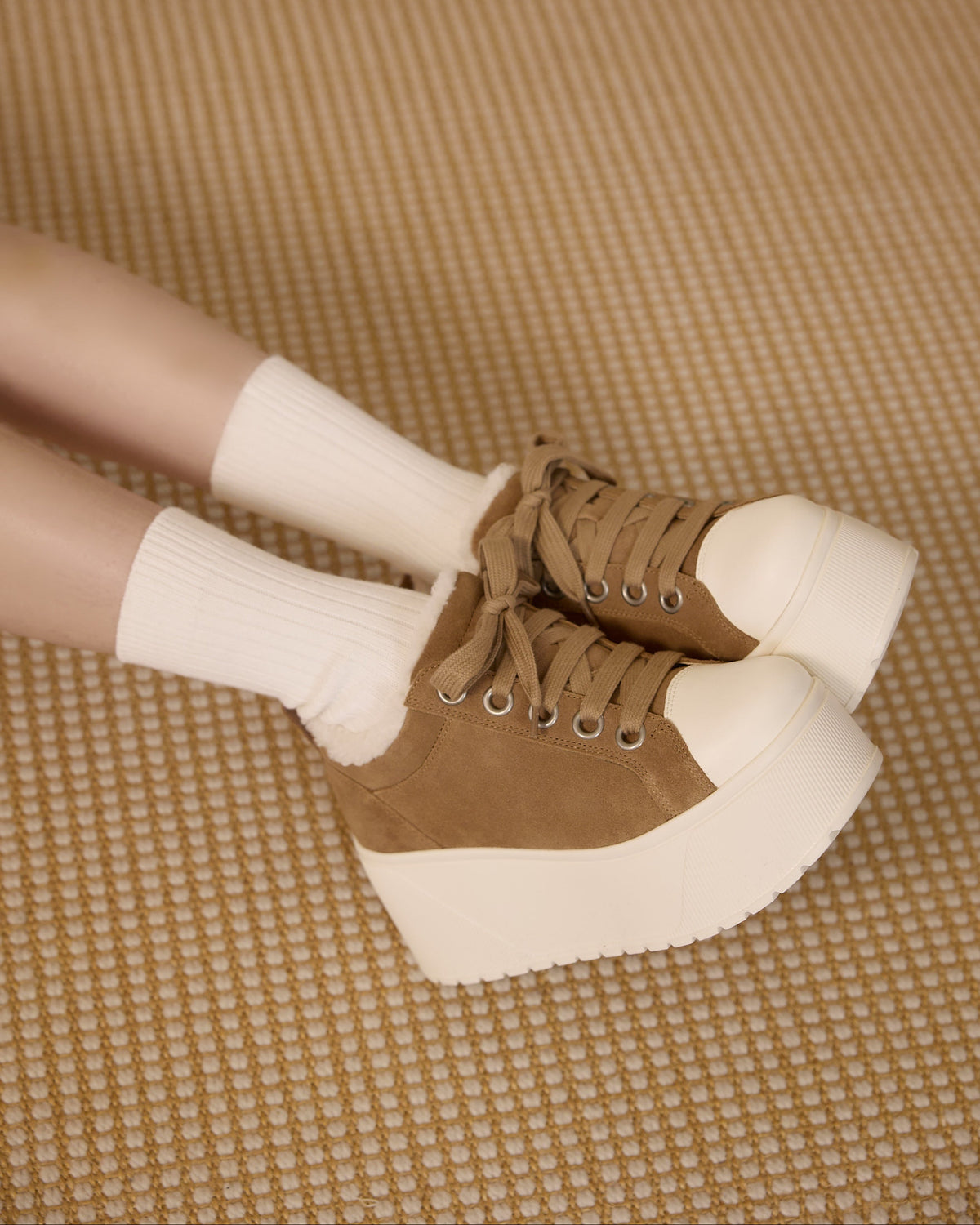 platform suede sneaker BEIGE