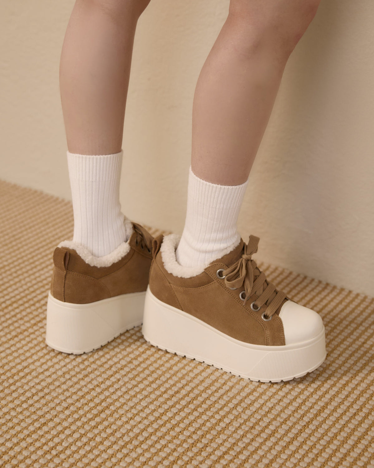 platform suede sneaker BEIGE