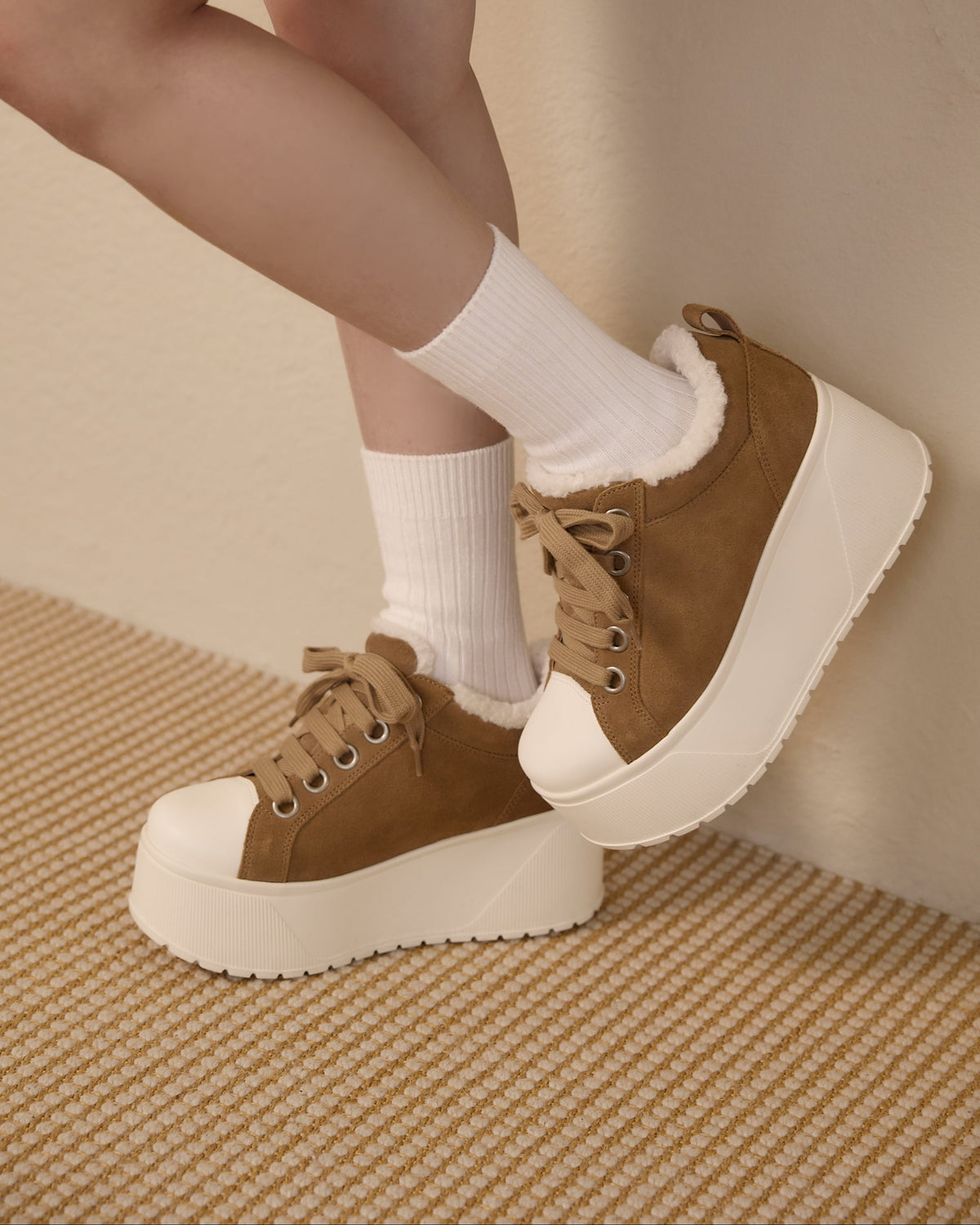 platform suede sneaker BEIGE