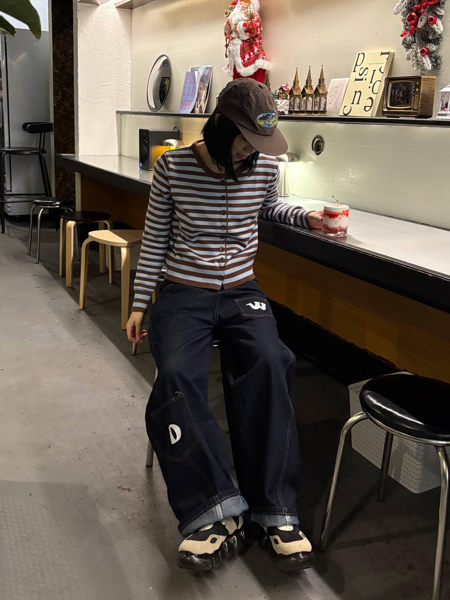 レタープリントシミターデニムパンツ DPB99002