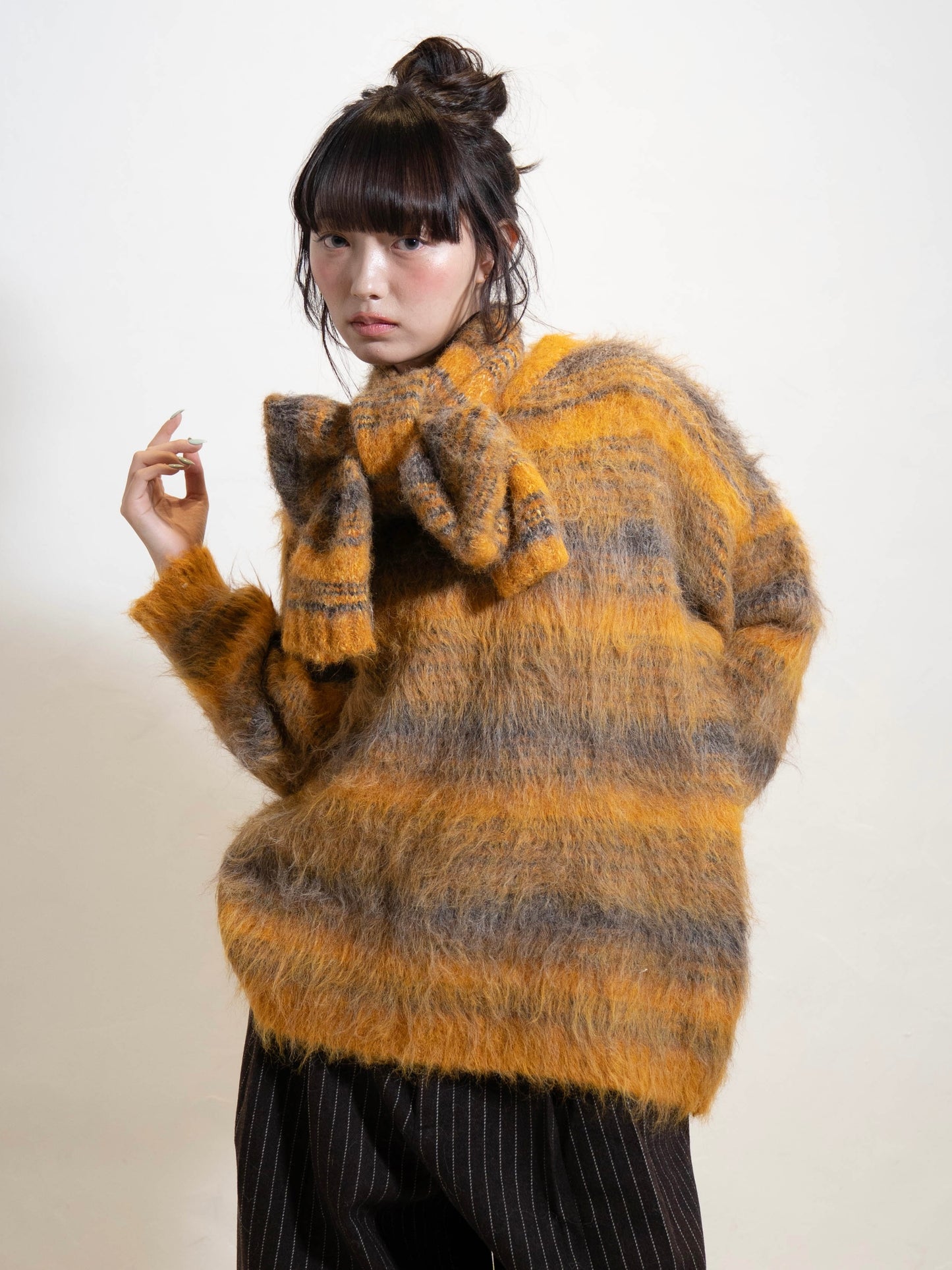 リボンマフラーボーダーニット DPC02005