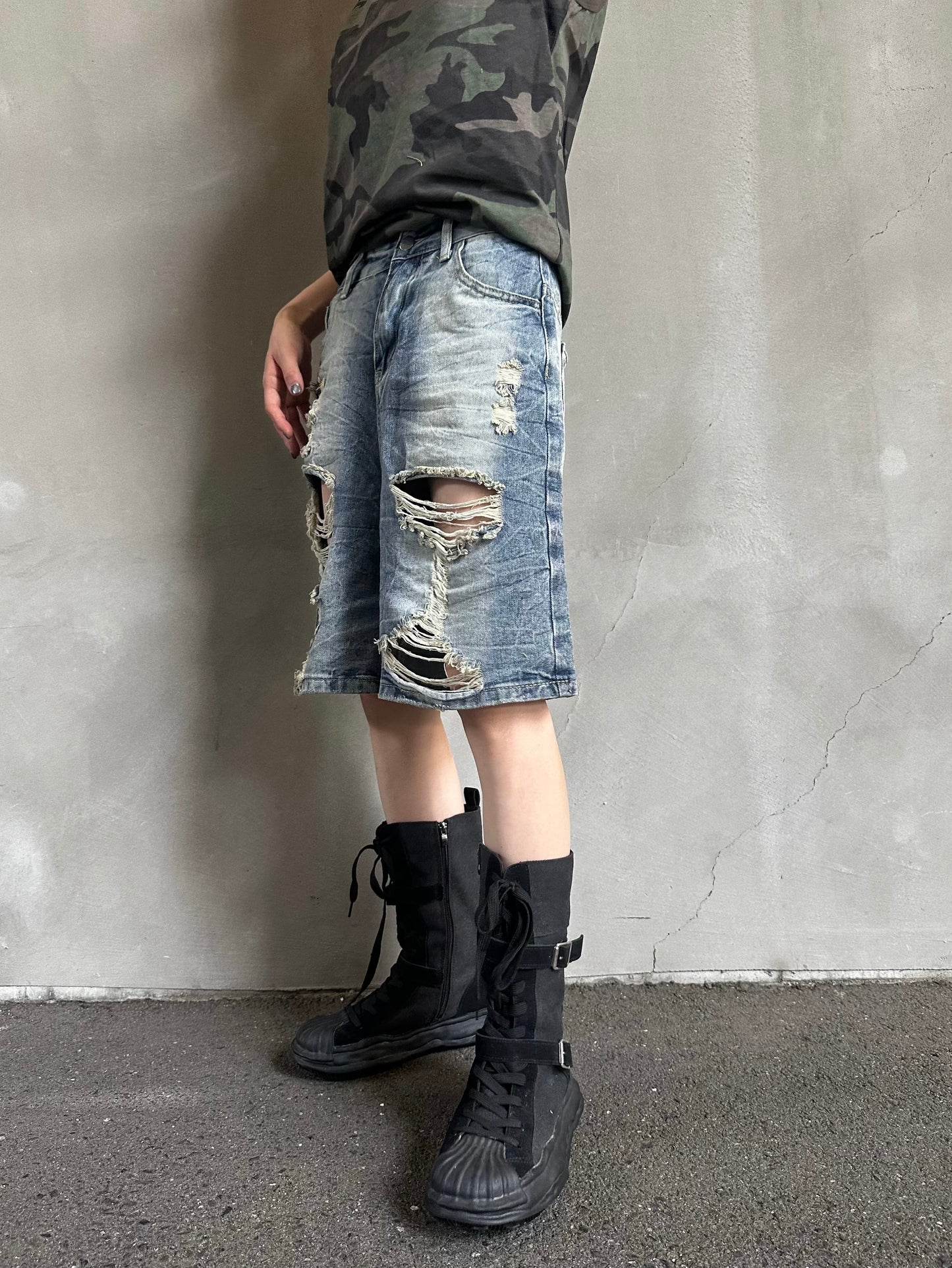 ダメージハーフデニムパンツ DPB26582