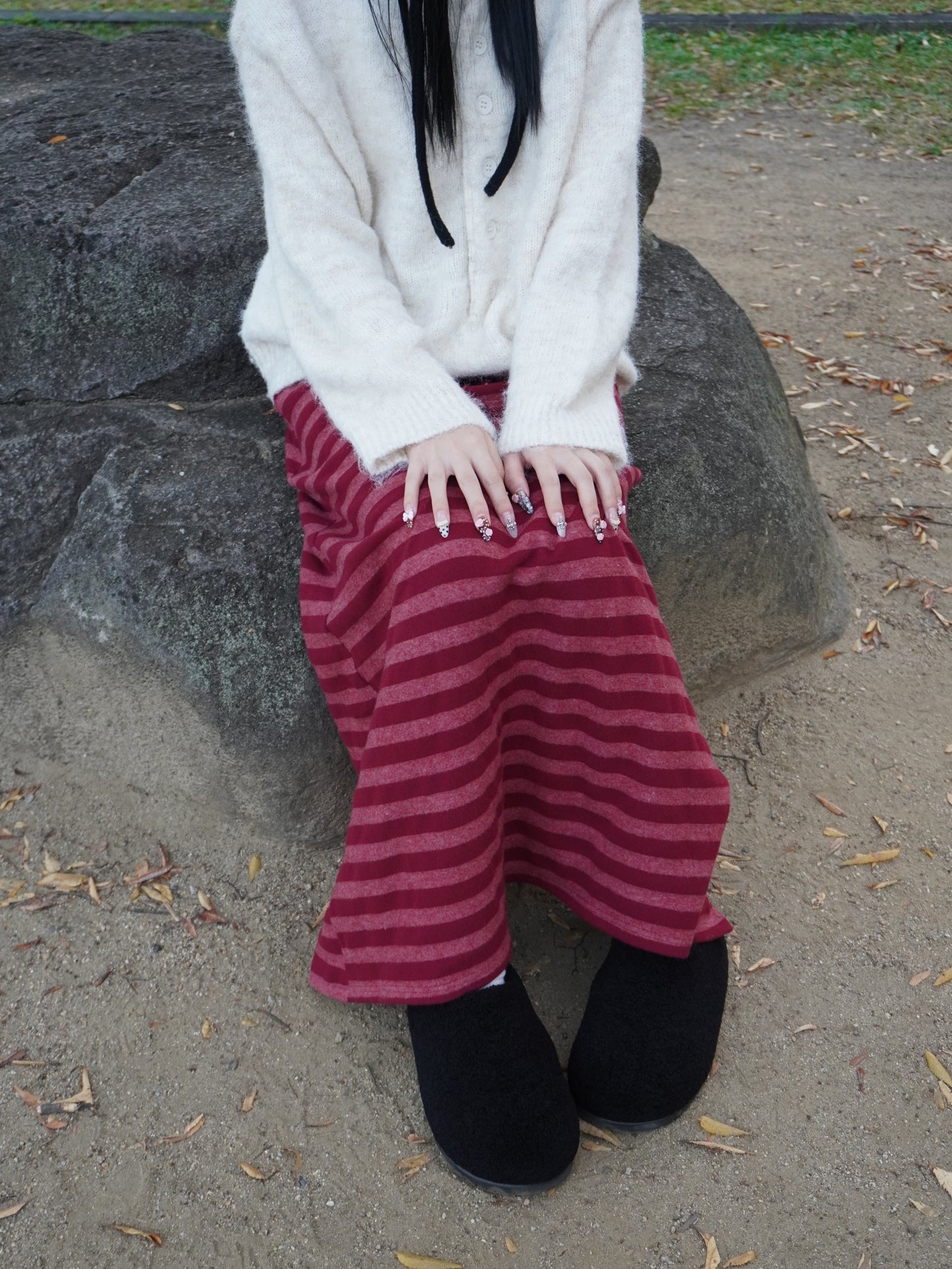 ボーダーニットロングスカート DPB85380