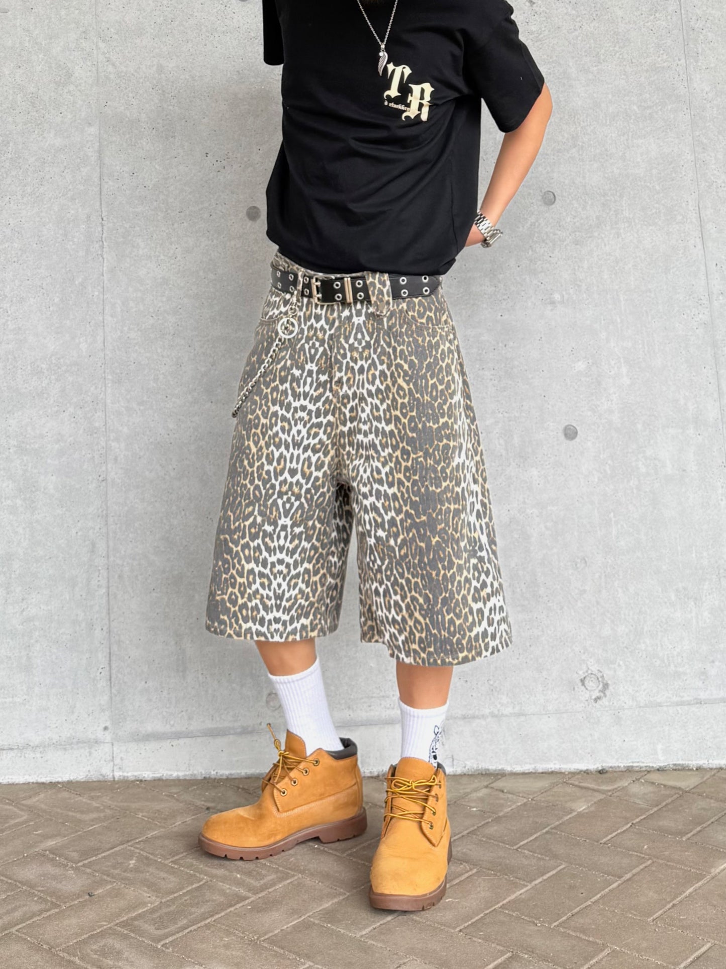 Kenshin_レオパードデニムハーフパンツ DPB73343