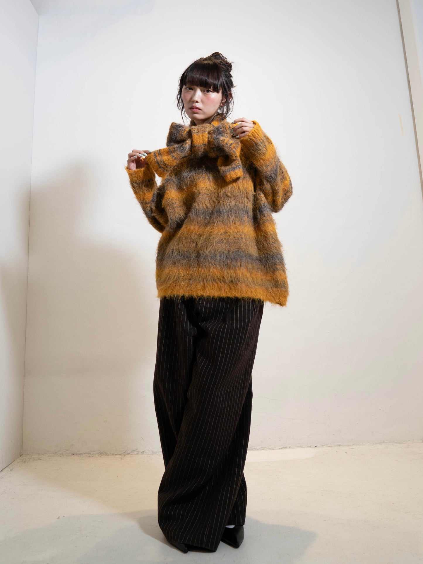 リボンマフラーボーダーニット DPC02005