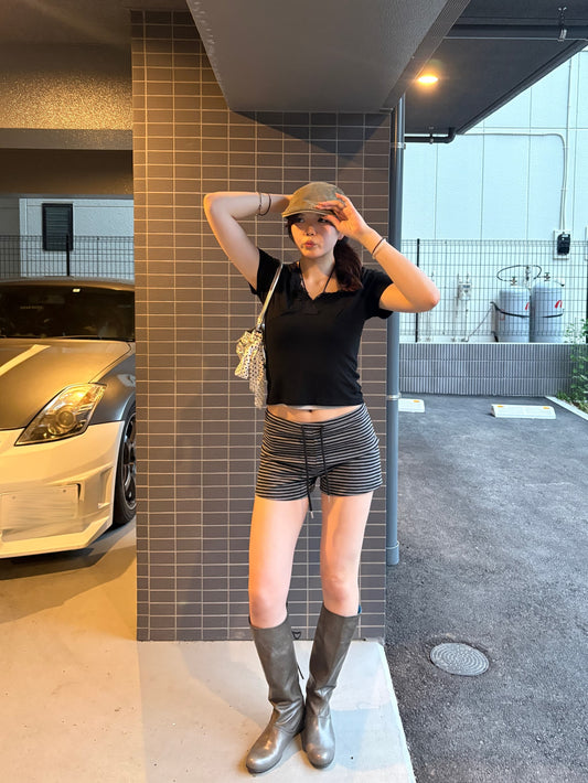レースリボンガーリーVネックTシャツ DPC08075